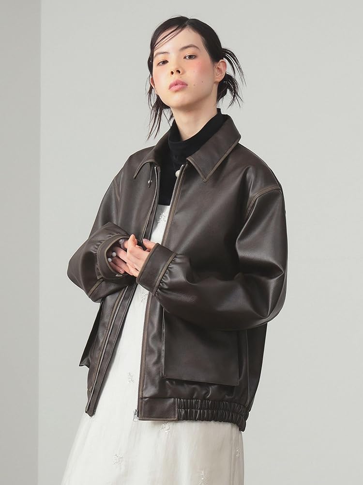 Amazon.co.jp: [レイビームス] ブルゾン フェイクレザー フライト