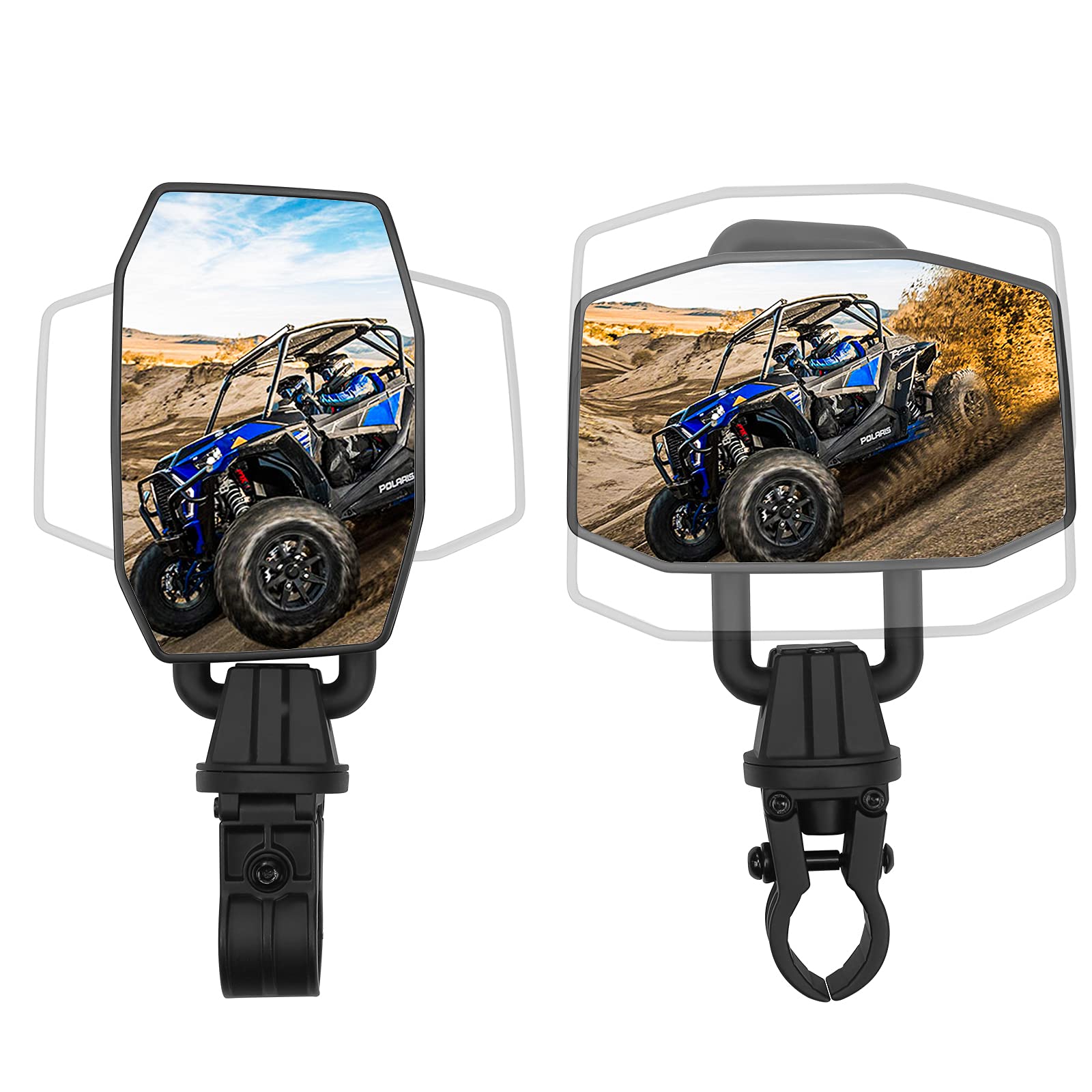 DeYeShiKi Universal UTV Side View Mirrors - Adjustable Breakaway Design, Fits 1.75-2" Roll Bars For Polaris RZR, Can-Am, Kawasaki & More - View #12