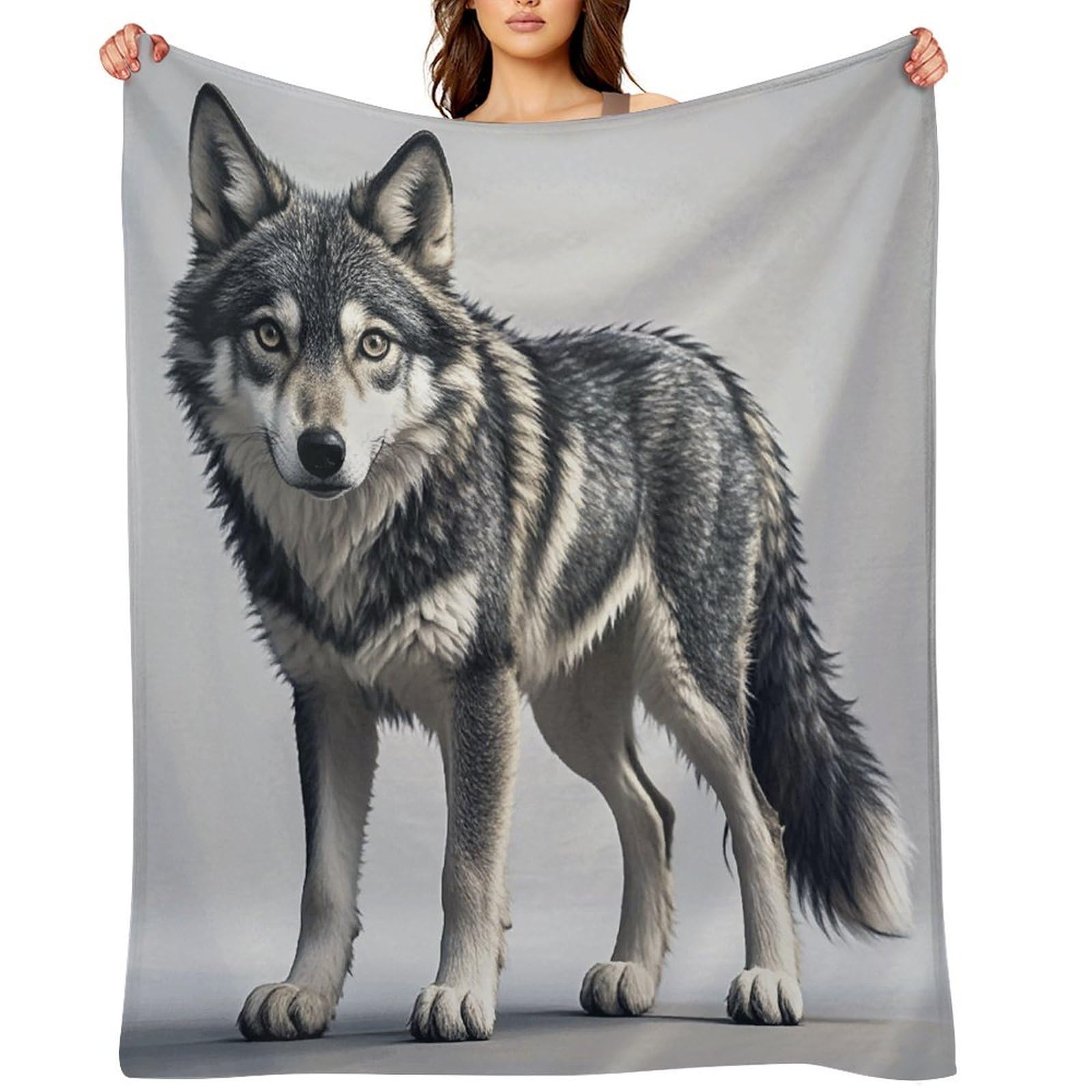 Cute Wolf Throw Blanket for Couch and Bed Super Soft Warm Lightweight Throw Blankets Cozy Fuzzy Flannel Blanket Personalized Decorative Blankets for Sofa Decor 30"x40"