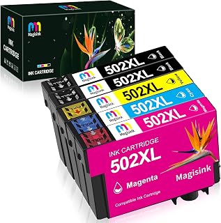 Magisink 502XL Printer Ink Replacement for Epson 502 502XL Ink Cartridges Multipack For Expression Home XP5100 XP5105 XP5155 XP5150 WorkForce WF-2860 WF-2865 WF-2880 WF2885(Black Cyan Magenta Yellow)