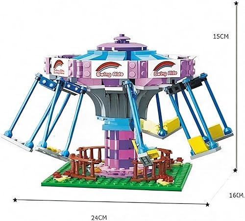 Miniatura 3 de General Jim's City Amusement Park - Juego de bloques de construcción modular de 2 piezas con un paseo en automóvil (237 piezas) y columpio (336