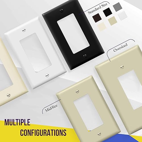 Miniatura 7 de ENERLITES Placa decorativa de pared para interruptor de luz o toma de receptáculo, acabado brillante, tamaño intermedio de 1 banda, 4.88 x 3.11