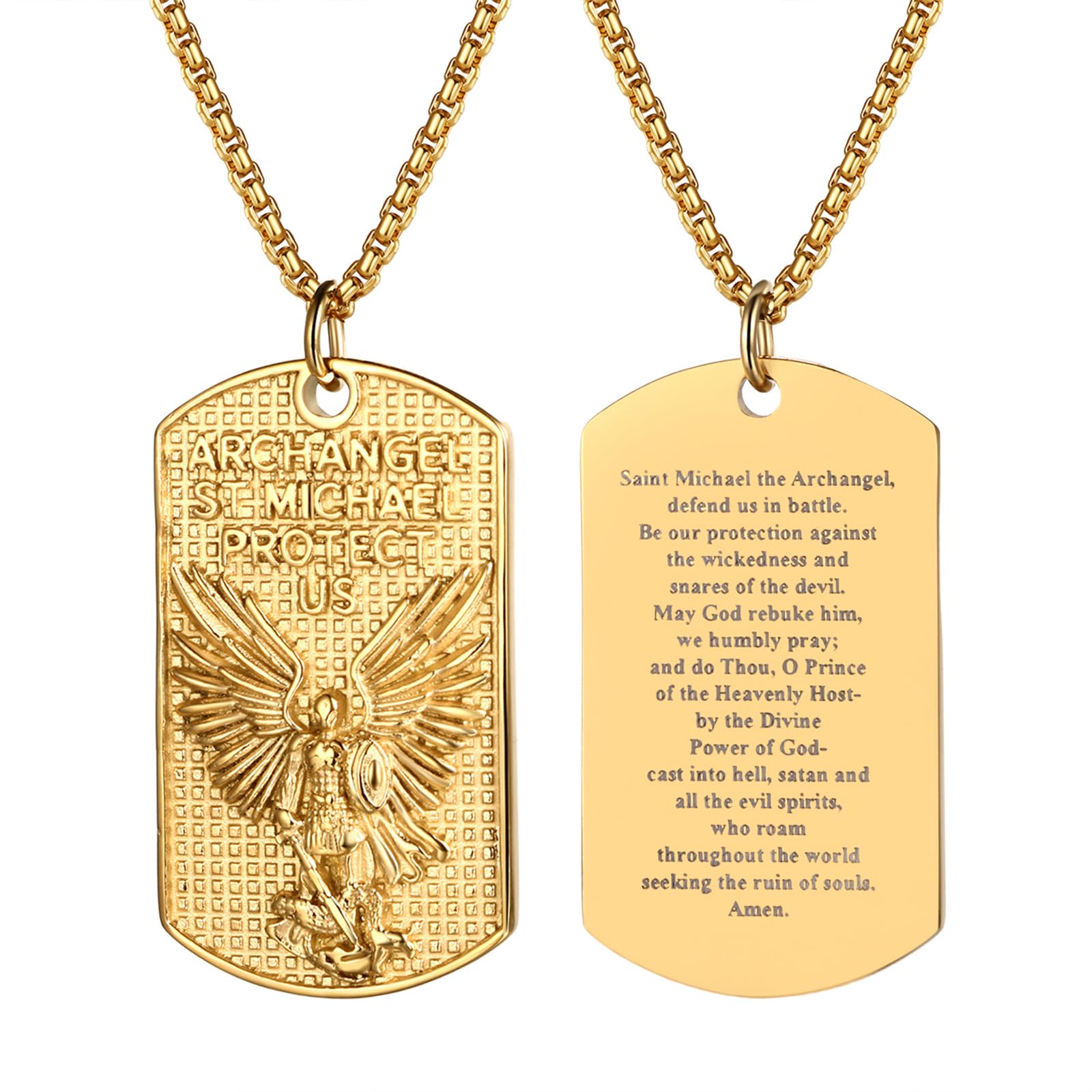 Collier Saint Michel homme en acier pendentif archange catholique - 8