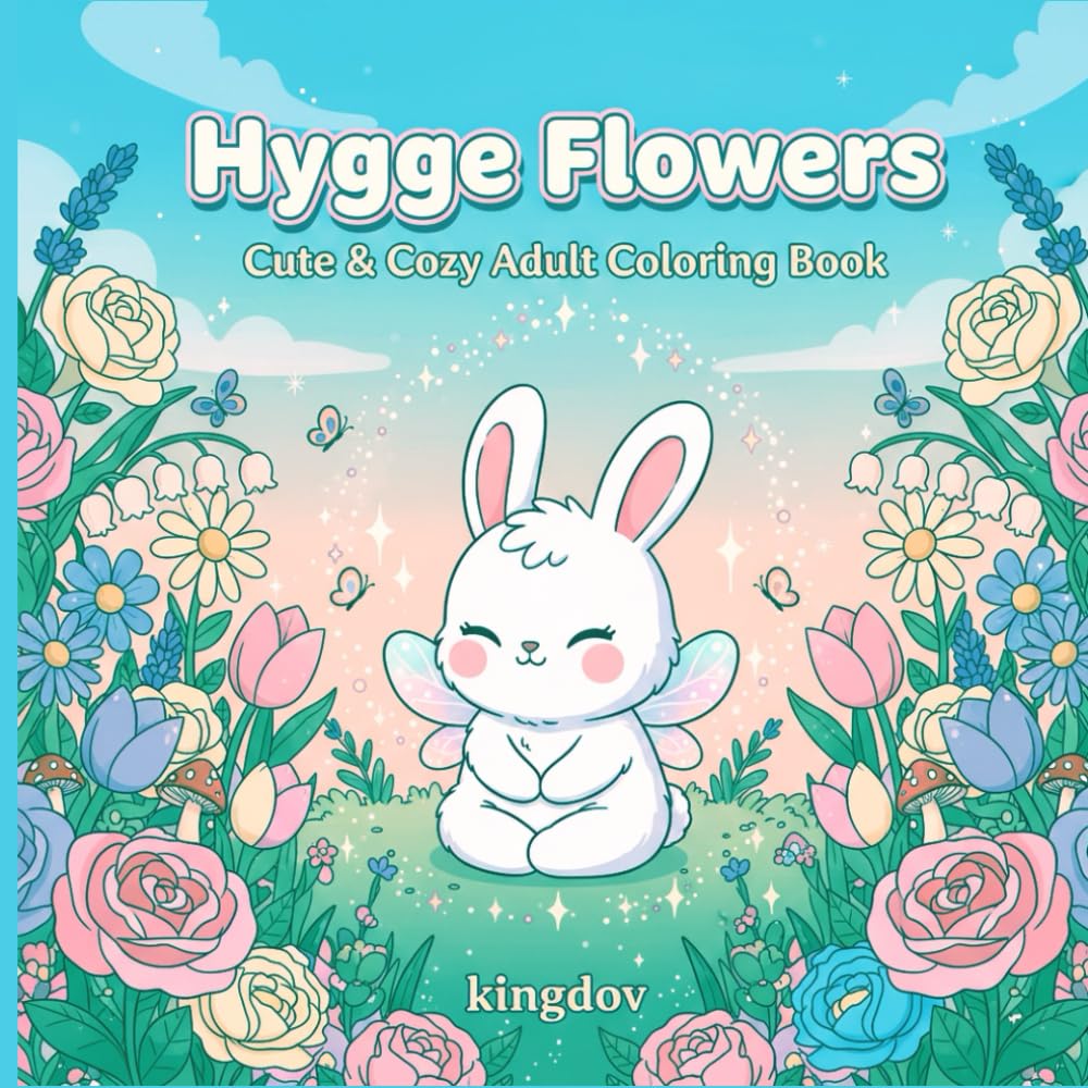 Hygge Flowers – Cozy Animal Fairy Coloring Book for Adults: Adorable Animal Fairy Characters in a Whimsical Floral Garden for Relaxation, Mindfulness & Stress Relief (Cuzy Coloring Books Collection)