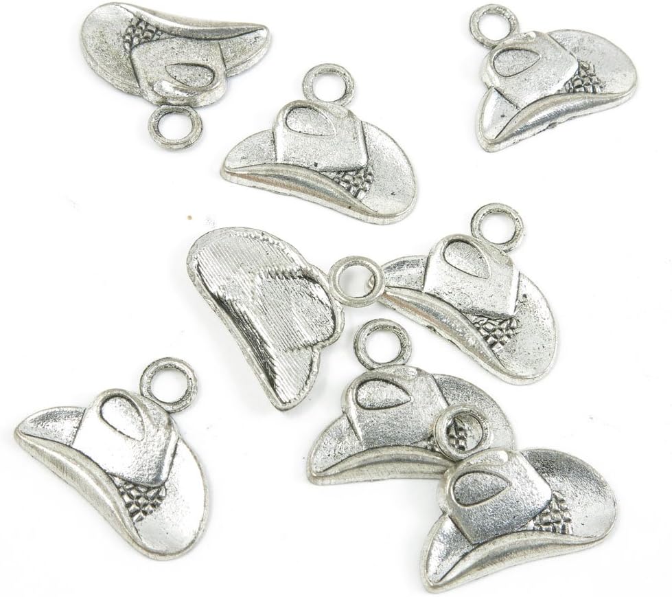 540 Pieces Antique Silver Tone Jewelry Making Charms Supply ZY1577 Cowboy Hats