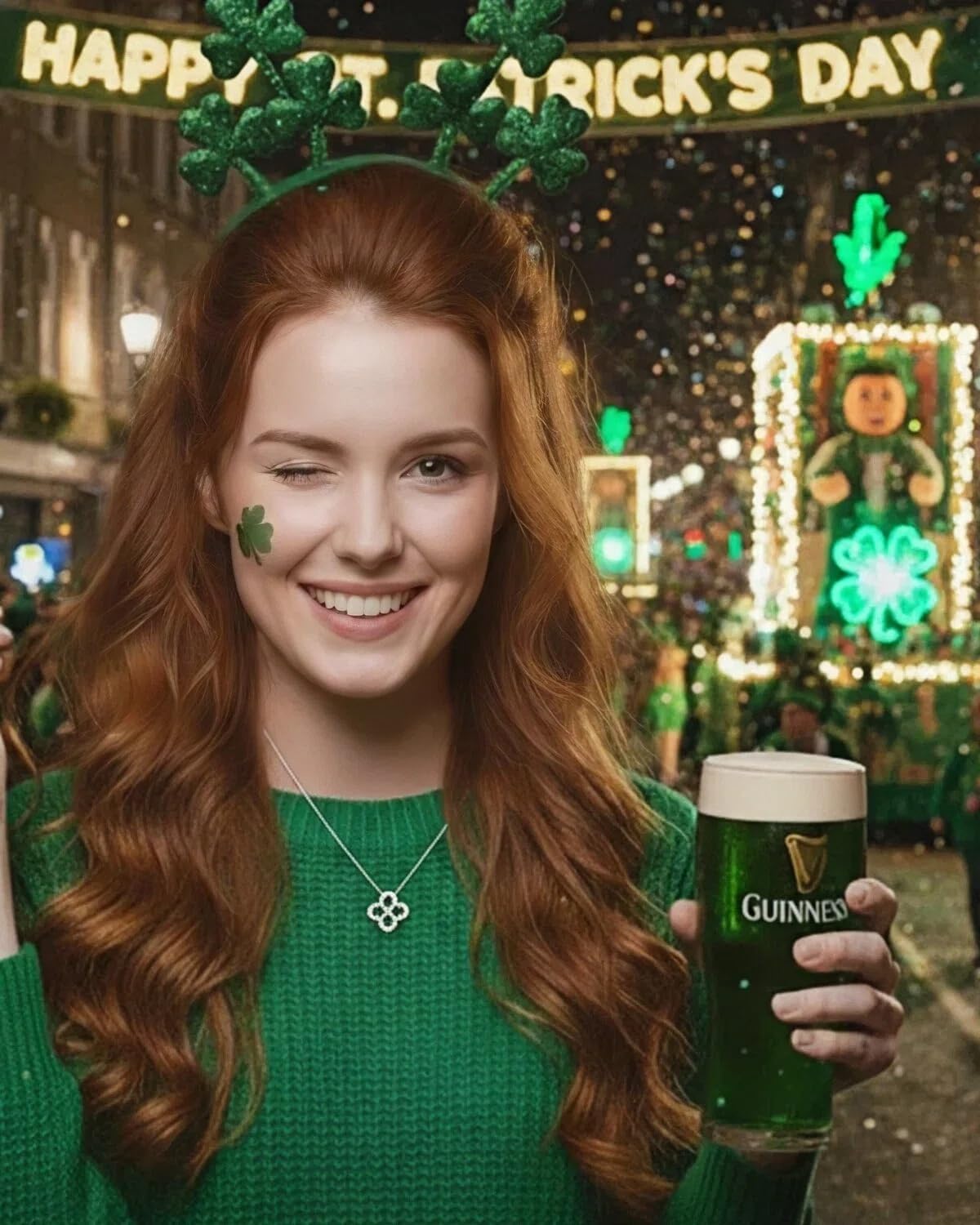 Valentine Necklace Gift for Her, 18K White Gold Plated Four Leaf Clover Lucky Charm 925 Silver Heart Birthstone Pendant, Protection Jewelry Birthday Friendship Saint Patrick Day Gift for Wife Daughter - Image 3