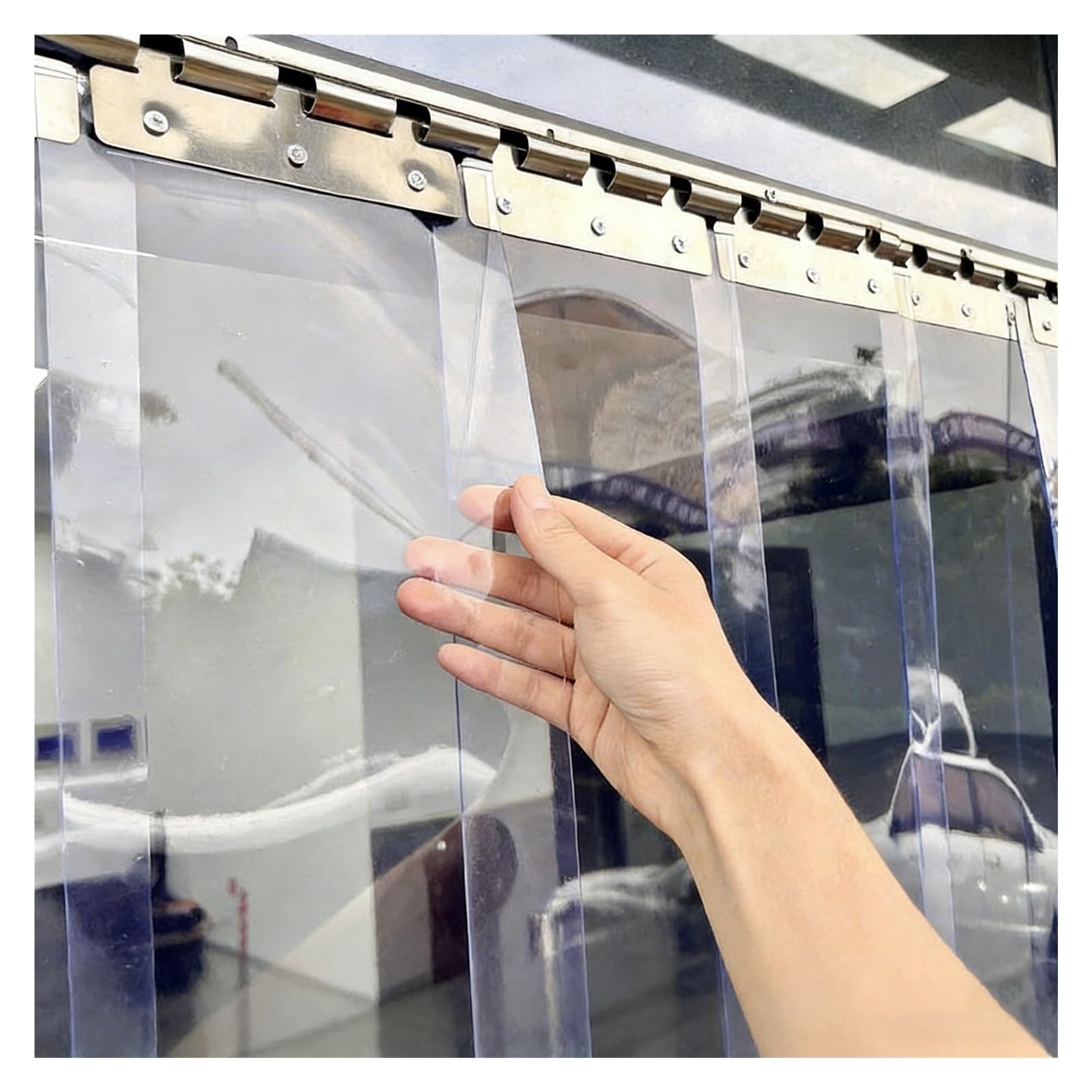 Rideau Lamelle Verticale Bandes Porte Plastique Anti-froissement Rideaux Lanières PVC Entrepôts, Ateliers(90x230cm/35.43x90.55in)