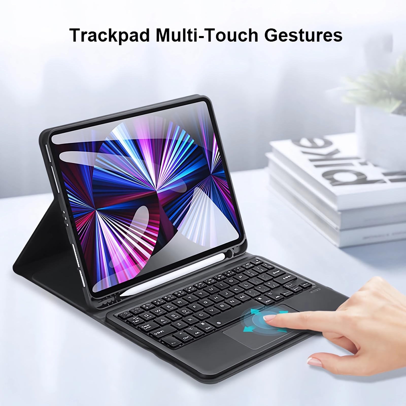 Etui z klawiaturą do iPad 9th/8th/7th Gen 10.2"/Air 3rd Gen/Pro 10.5", Wbudowany Uchwyt Na Ołówek, Magnetyczna Odłączana Klawiatura Bezprzewodowa z Myszą Bluetooth