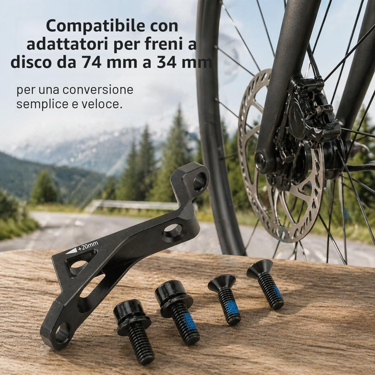 Adattatore per Freno a Disco per Bici, Staffa FM a PM in Lega di Alluminio ad Alta Resistenza, per 160 180 Dischi, Nero, conversione da Mountain a Bici da Strada