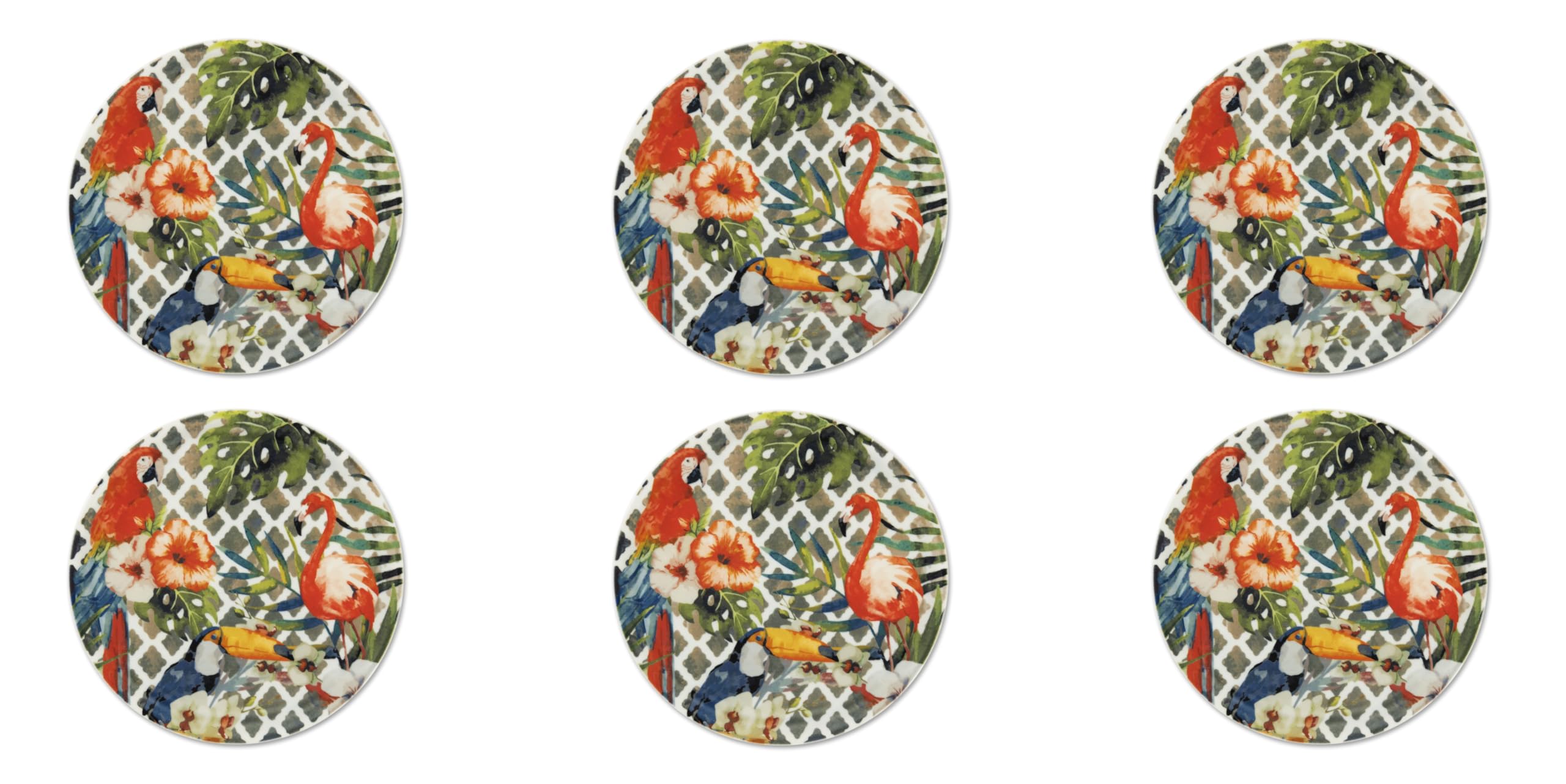 Excelsa Tropical Chic Zestaw 6 talerzy do pizzy, średnica 31 cm, porcelana, wielokolorowa