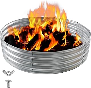 12 Backyard Fire Pit Ideas for Cozy Nights and Gatherings 21 3FT Galvanized Fire Pit Ring, Foldable 36 Inch Silver Round Galvanized F...