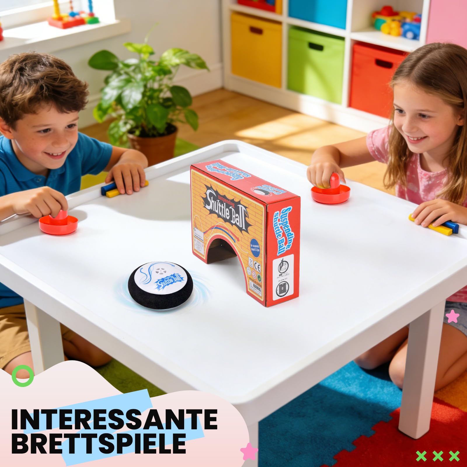 Air Hockey Hover Puck, Portable Air Hockey con 2 Spingere per hockey ad aria rossa, giocattolo da hockey per interni ed esterni, gioco simulato di hockey per bambini adulti