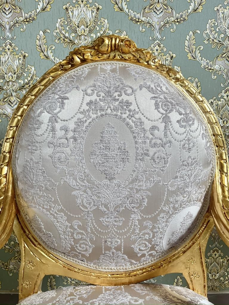 CasAmin Home & Living Ensemble de canapés de salon dorés, style rétro, baroque, rococo, pour salon, décoration d'intérieur pour hôtel et salon