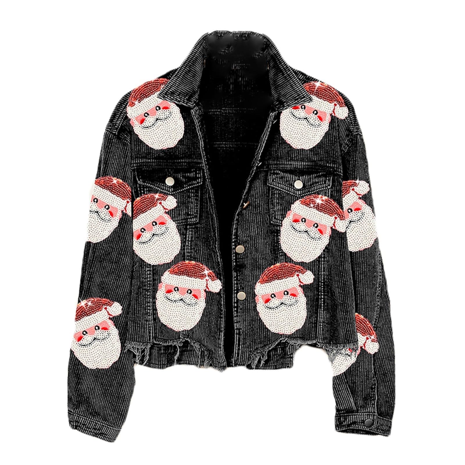 - Chaqueta de invierno pana Papá Noel con lentejuelas, chaqueta multicolor, béisbol