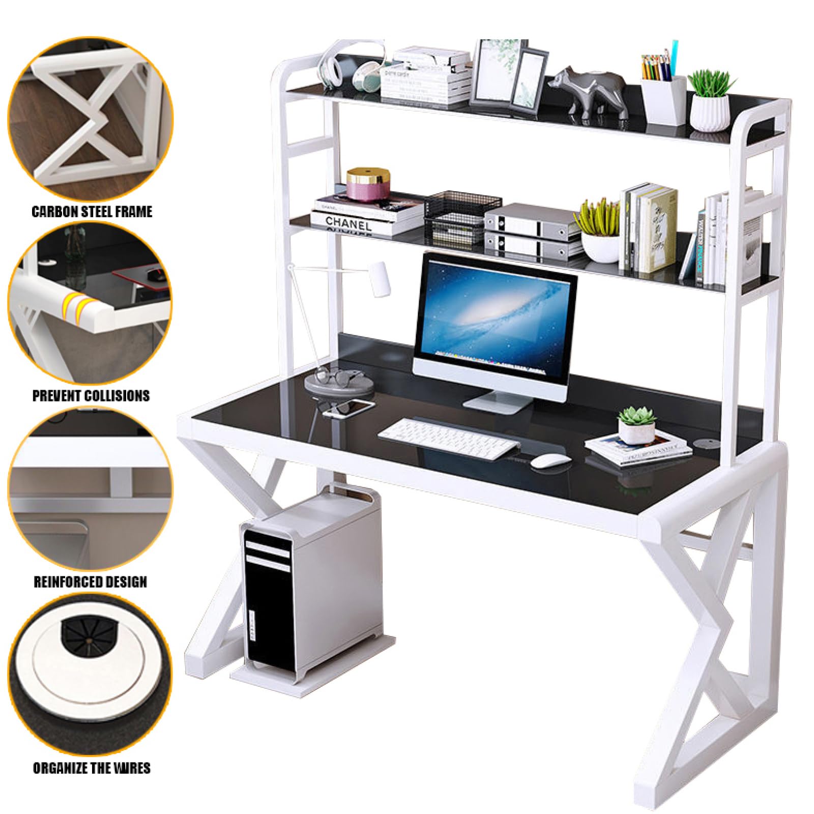 Amazon | モダンでシンプルな強化ガラスワークデスクコンピューター