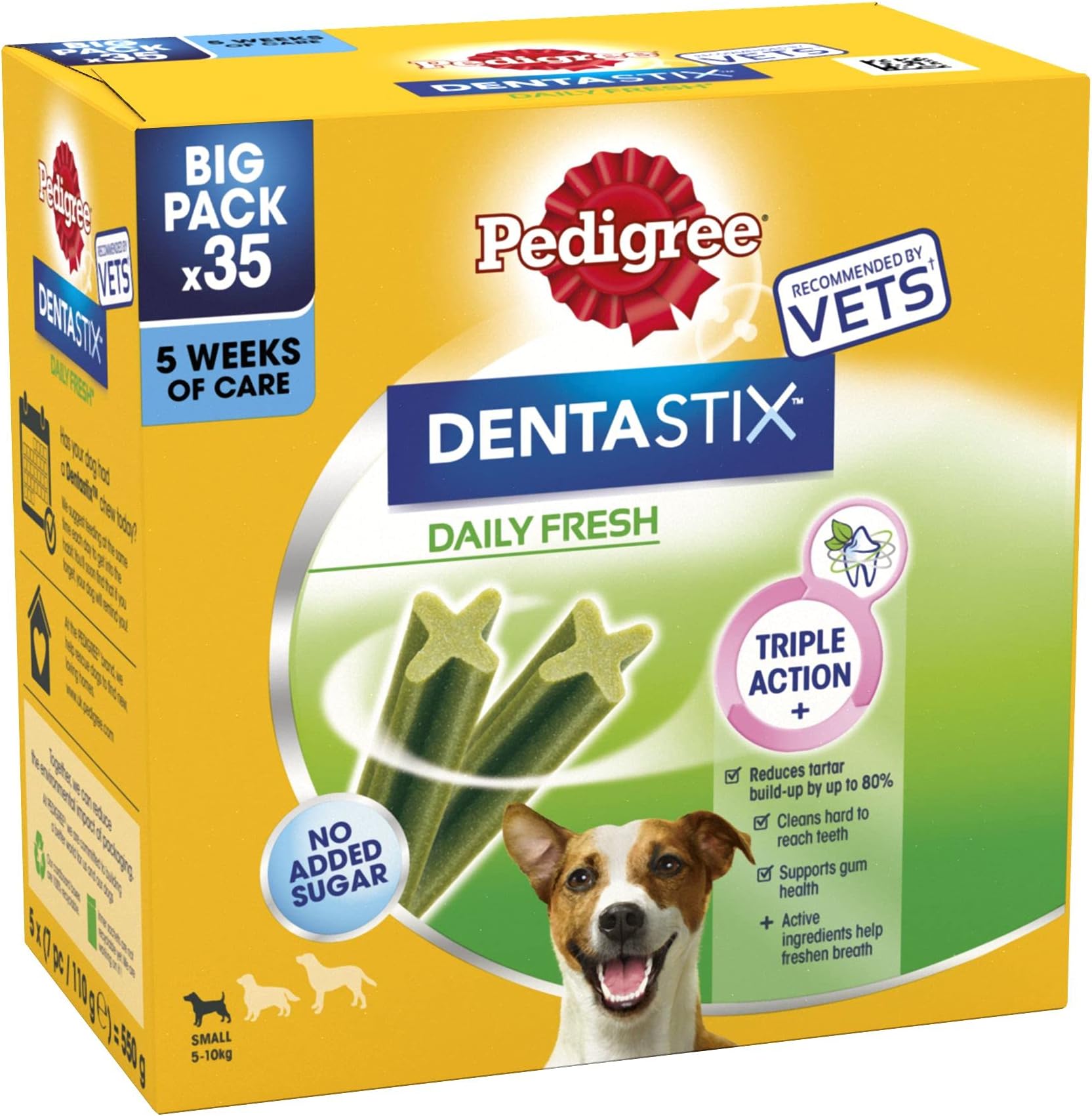 PedigreeDentastix - Fresh Daily Dental Care Chews, Small Dog Treats < 10 kg, 1 Bag (35 Sticks)