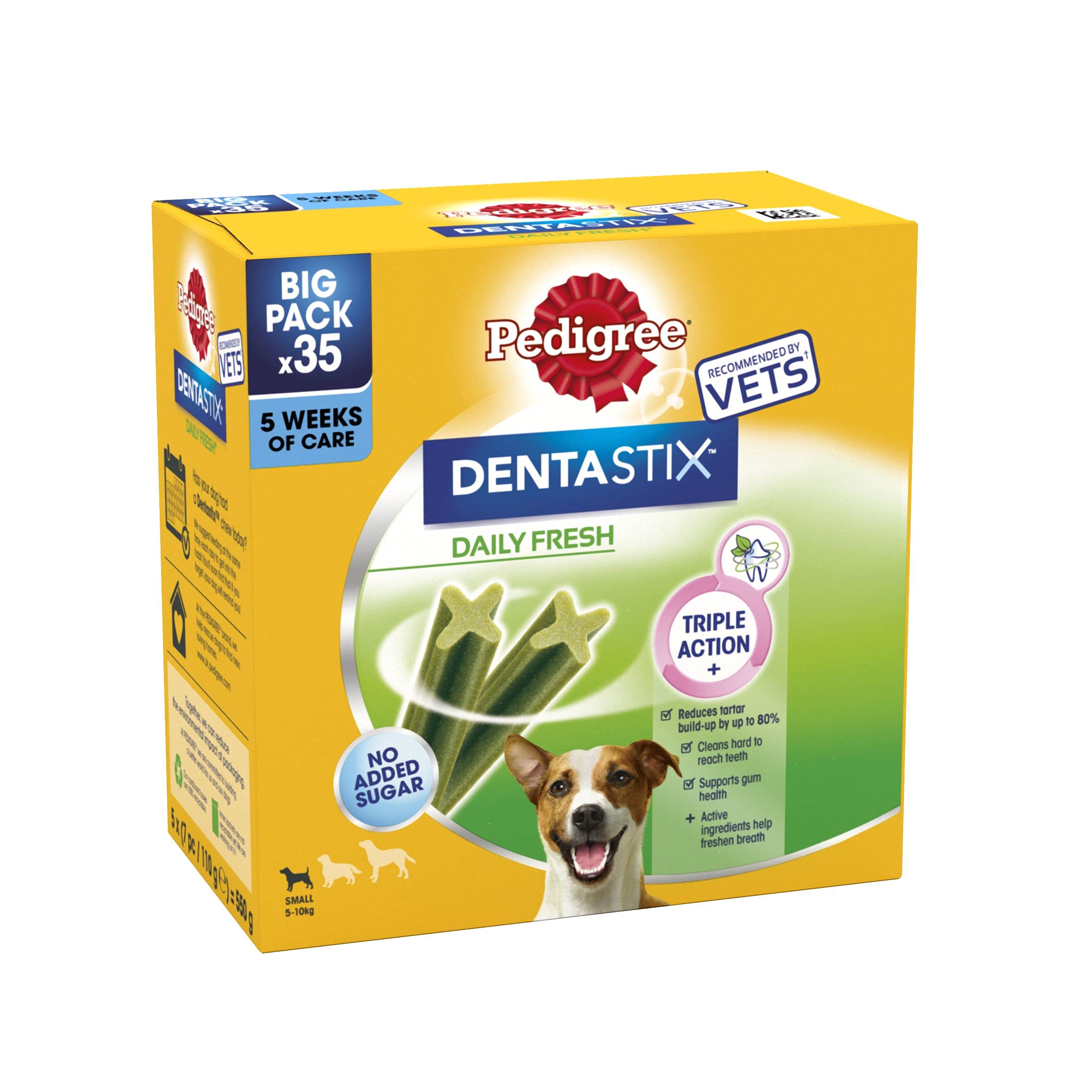 PedigreeDentastix - Fresh Daily Dental Care Chews, Small Dog Treats < 10 kg, 1 Bag (35 Sticks)