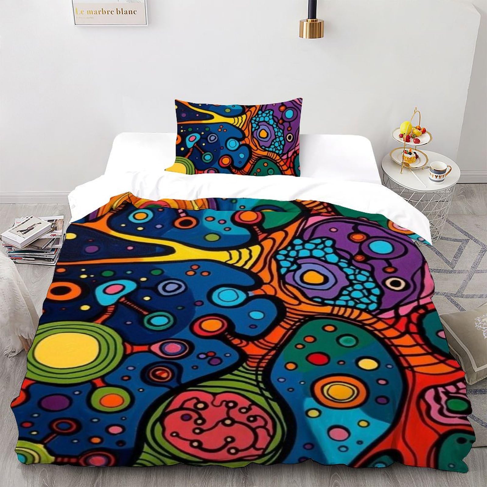 Ensemble d'impression 3D linge de lit single 135x200 taie d'oreiller coton riche