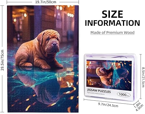 Miniatura 4 de Shar Pei - Rompecabezas de madera de perro de 1000 piezas, sorpresa para la decoración del hogar, rompecabezas artístico, regalo único de cumpleaños