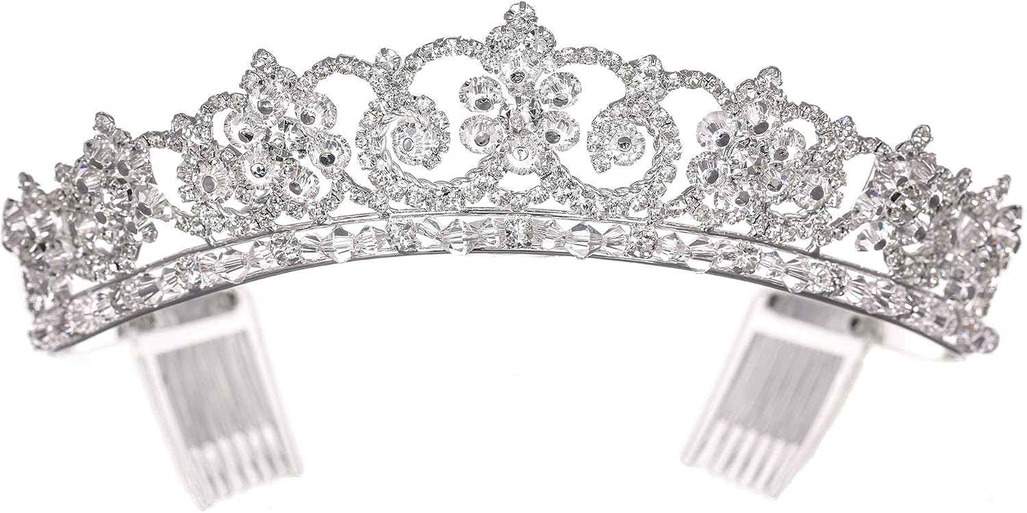 SAMKY Bride's Crown Bridal Rhinestone Wedding Tiara Headpiece Crystal Hair Accessorie for Woman