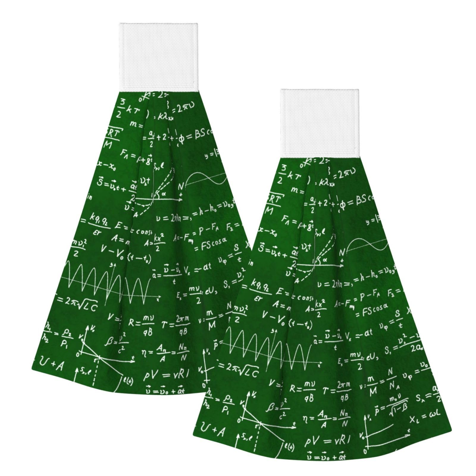 DOPKLNA Math Equations Formulas, 2 Pcs Hanging Coral Fiber Hand Towels for Bathroom, Absorbent Kitchen Towels