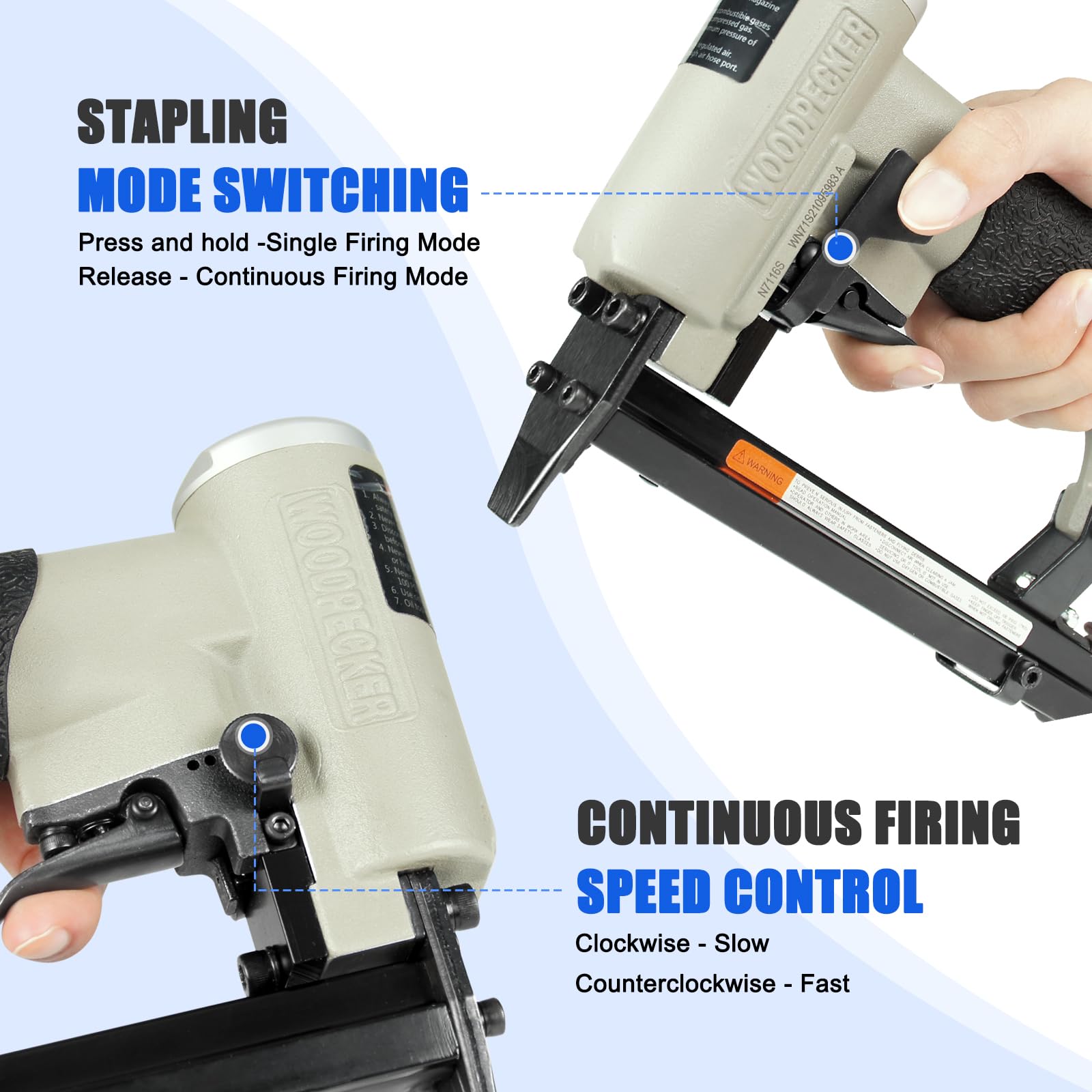 Woodpecker Pneumatic Stapler - Upholstery Power -3