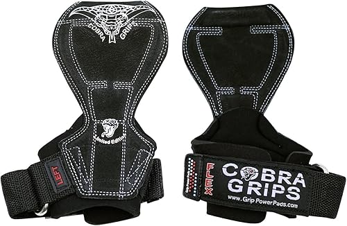 Cobra Grips Flex Model Weight Lifting Gloves Heavy Duty Straps Alternative Power Lifting Hooks for Deadlifts with Padded Wrist Wrap Support Cuero