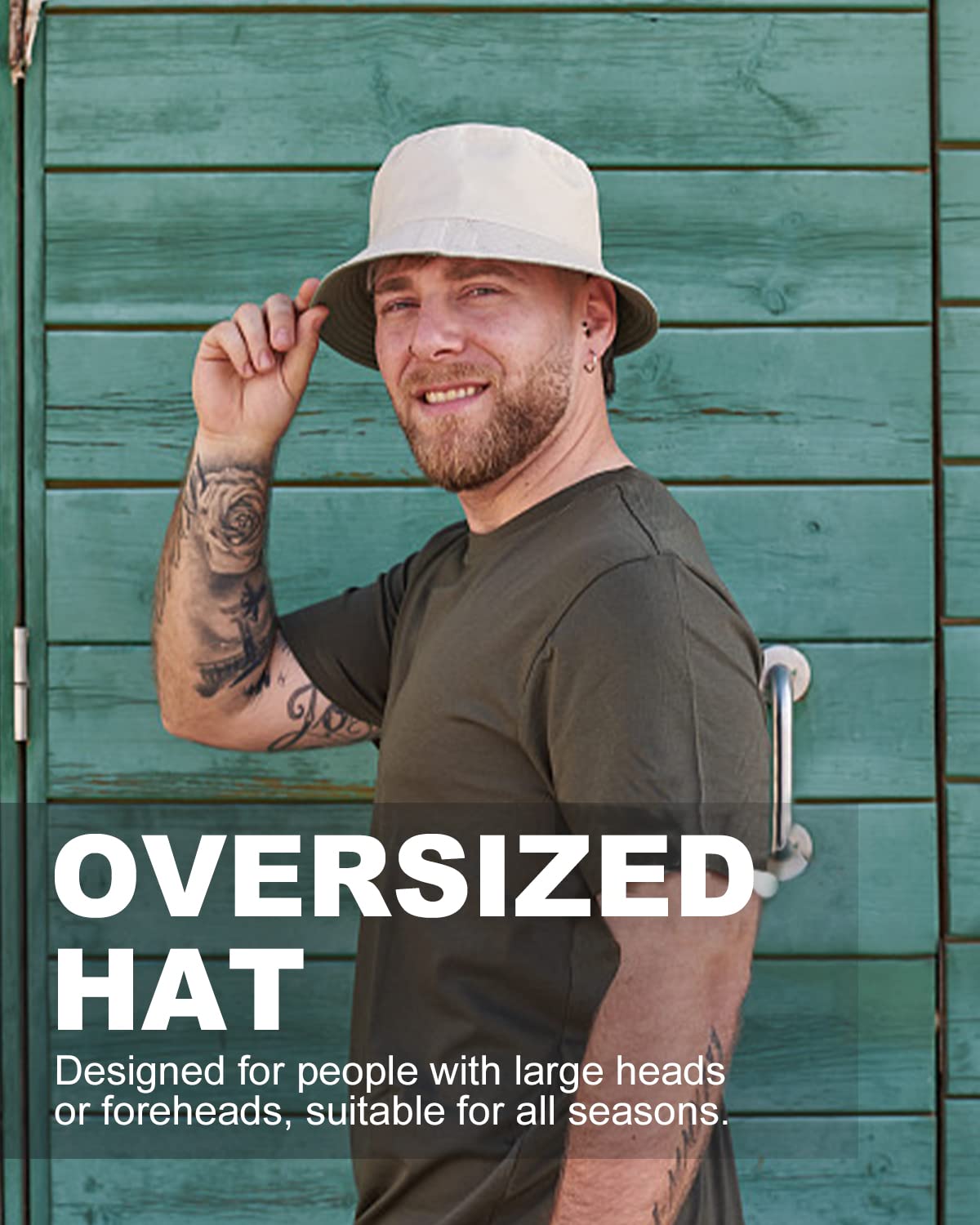 Feng Shui， Sombreros para el Sol L/XL/XX-Large,Sombreros de Pesca Reversibles Grandes,Sombrero de Pescador con protección UV de Doble Cara para Golf, Senderismo al Aire Libre