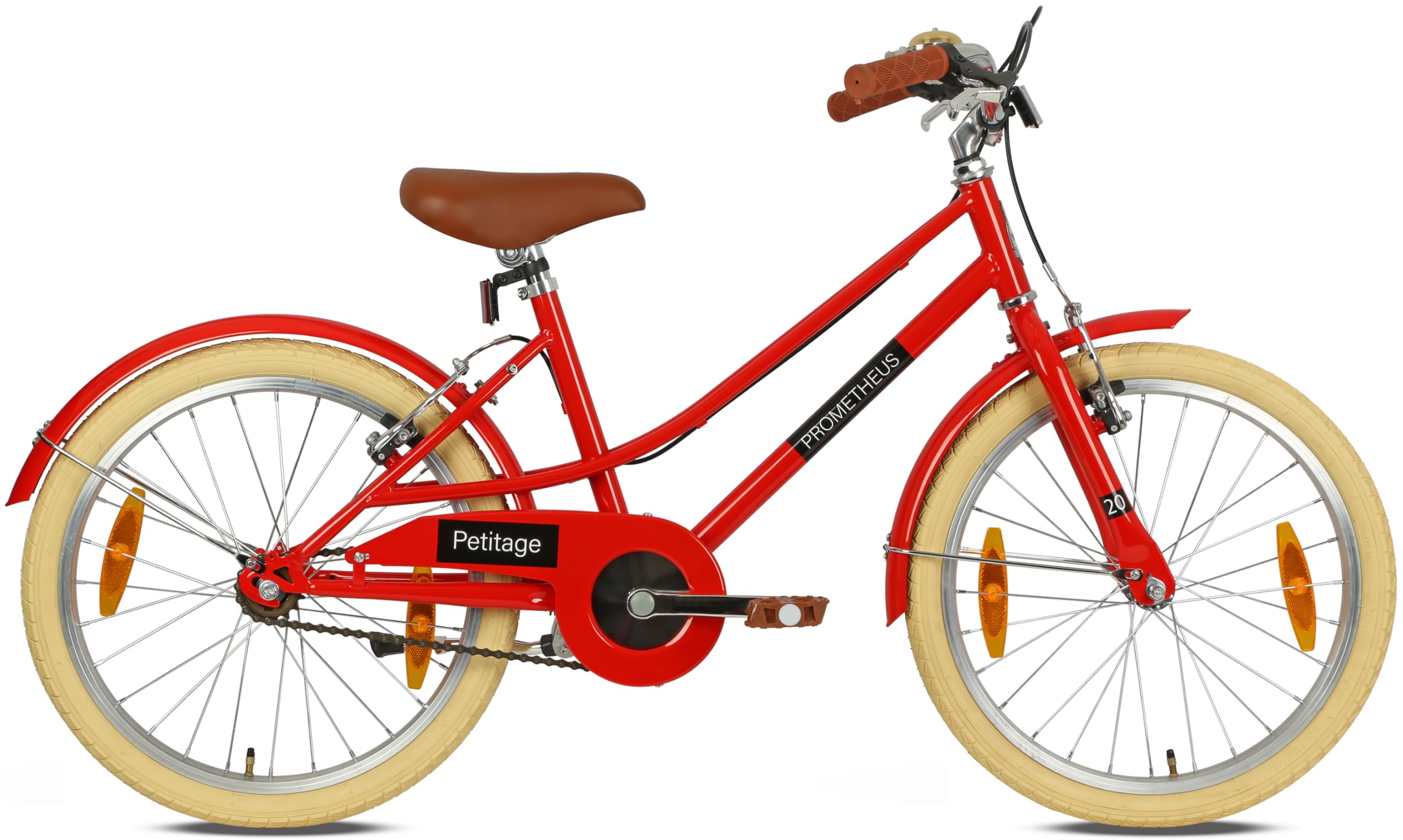 PROMETHEUS BICYCLES Bicicleta infantil retro de 20 pulgadas, 20 pulgadas, para niños a partir de 6 años, color rojo