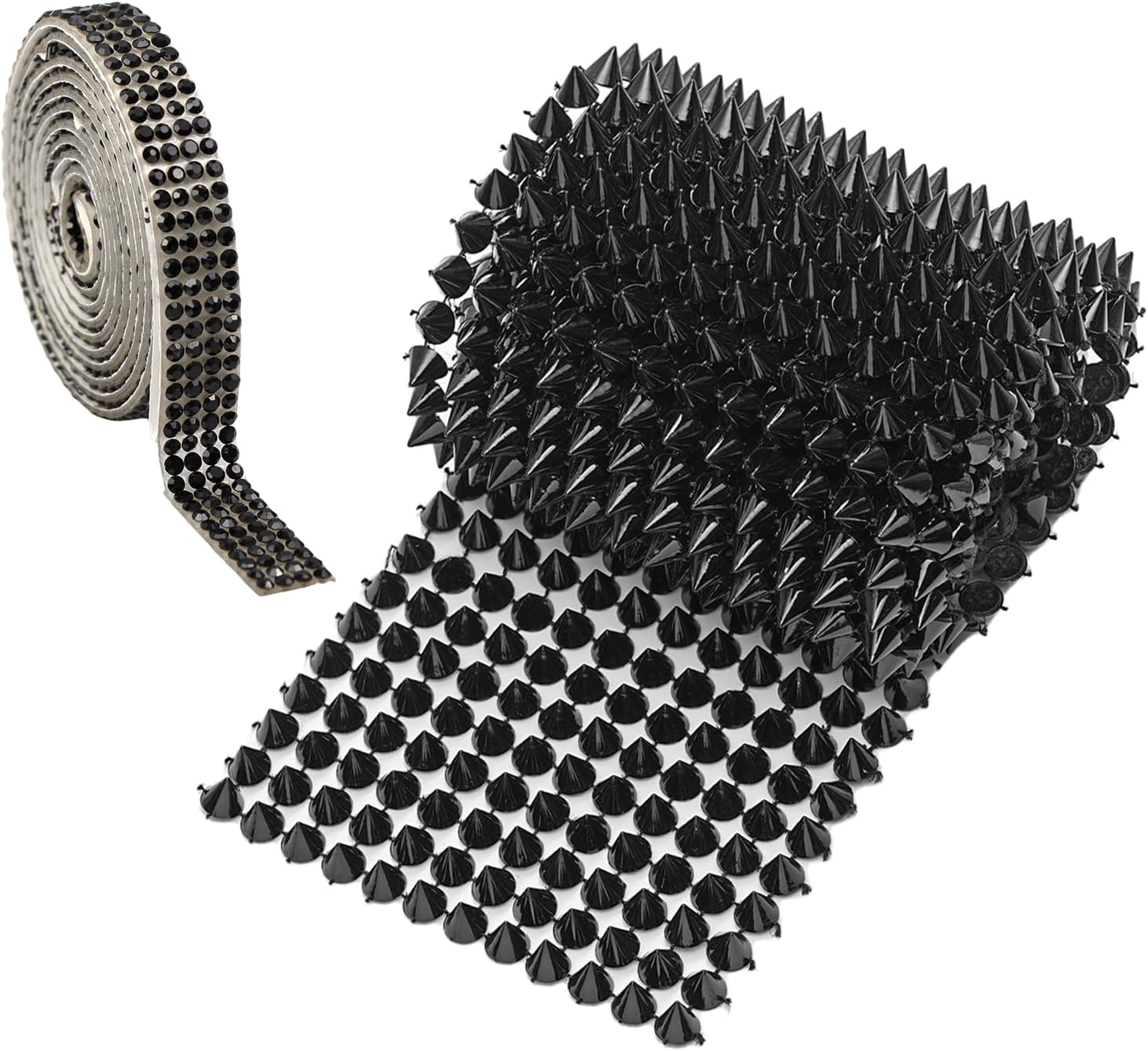 Sew Stitch on Spikes,Red Spikes,Rhinestone Ribbon,Punk Mesh Rivets & Beads for DIY Clothing,Party,Jacket,Wedding,Performance - Lightweight Craft Supplies for Arts & Crafts (Red,1yard)