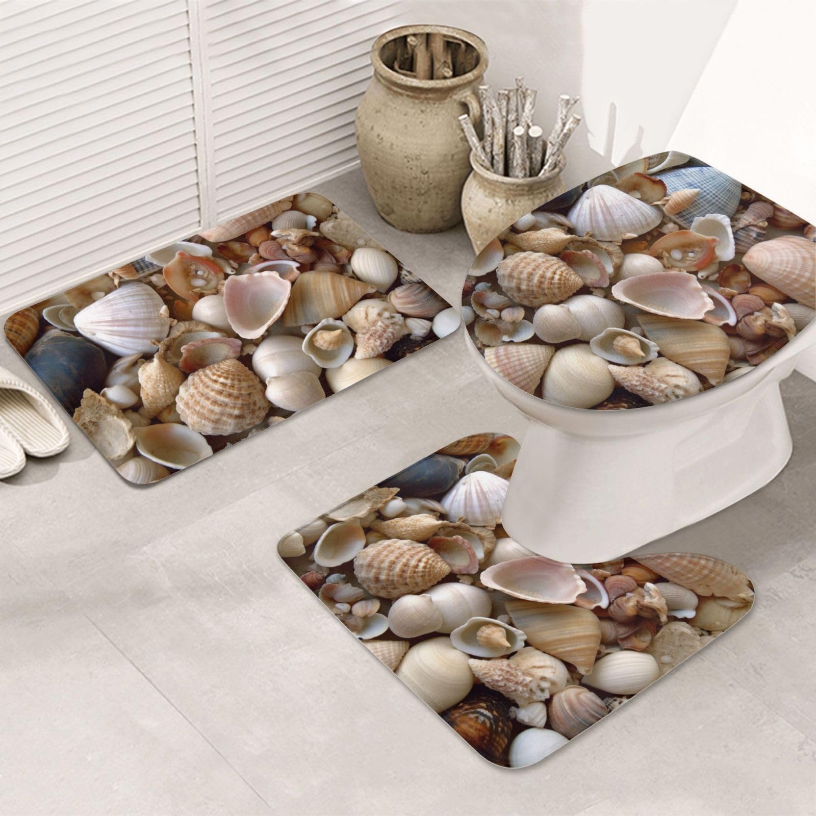 Tapis de bain antidérapants pour éviter les glissades avec kit contour WC flanelle