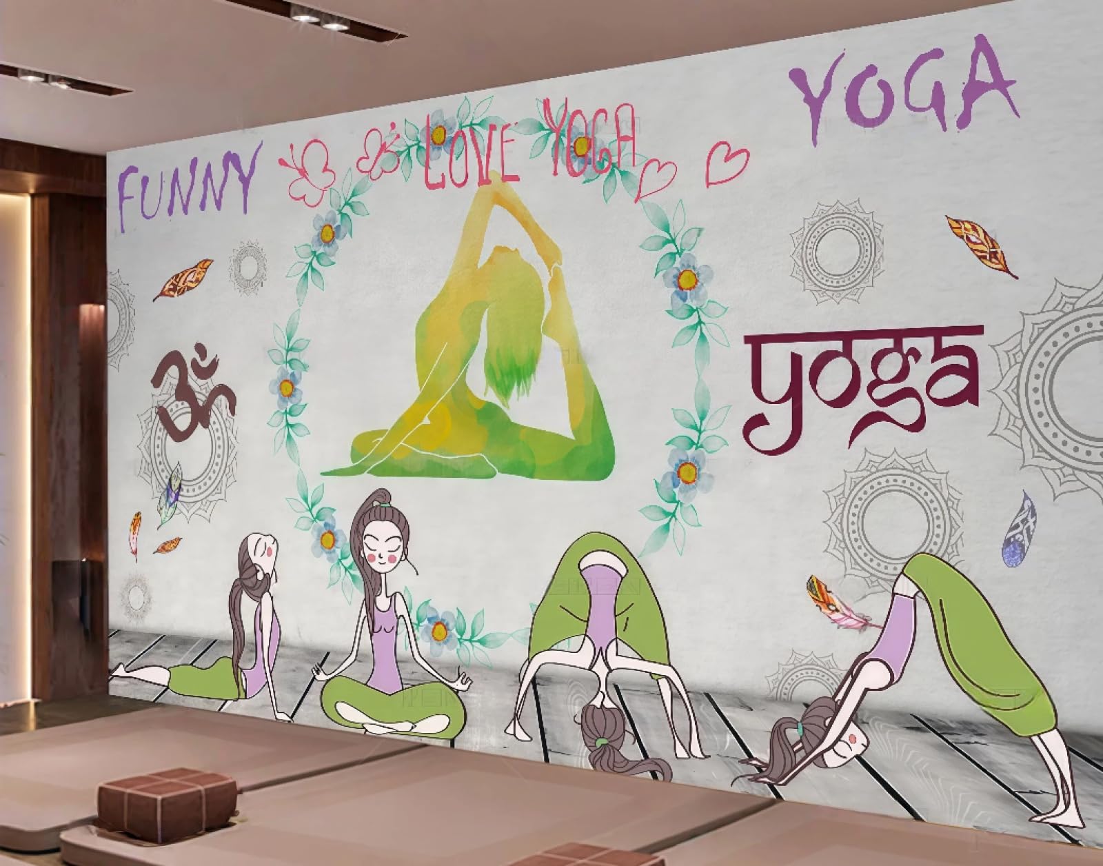 Xdoubao 3D Wallpaper Retro Nostalgic Hand-Painted Sports Yoga Club Gym Shopping Mall Coffee Shop Background Mural Western Restaurant Wallpaper,,430X300cm