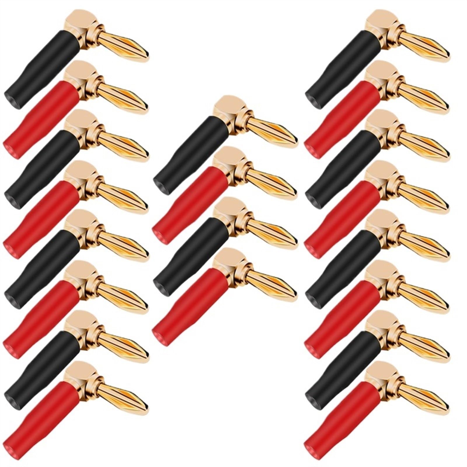 Fiche Banane à Angle Droit en Forme de L de 4mm, Coque en Plastique Souple, connecteur Banane à 90 degrés, Rouge et Noir, 20 pièces