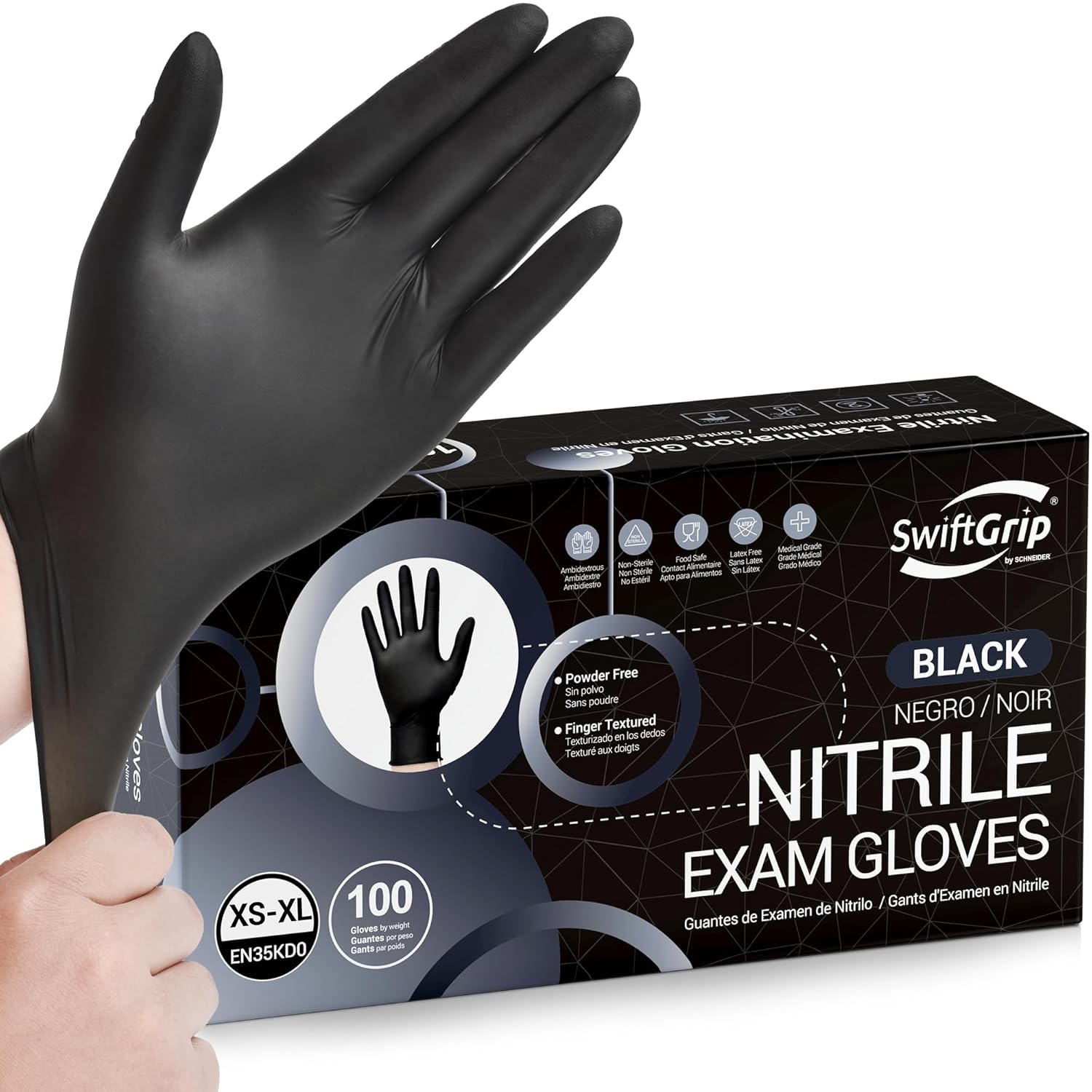 Disposable Nitrile Exam Gloves Black Nitrile Gloves Disposable Latex Free for Medical Cooking Esthetician
