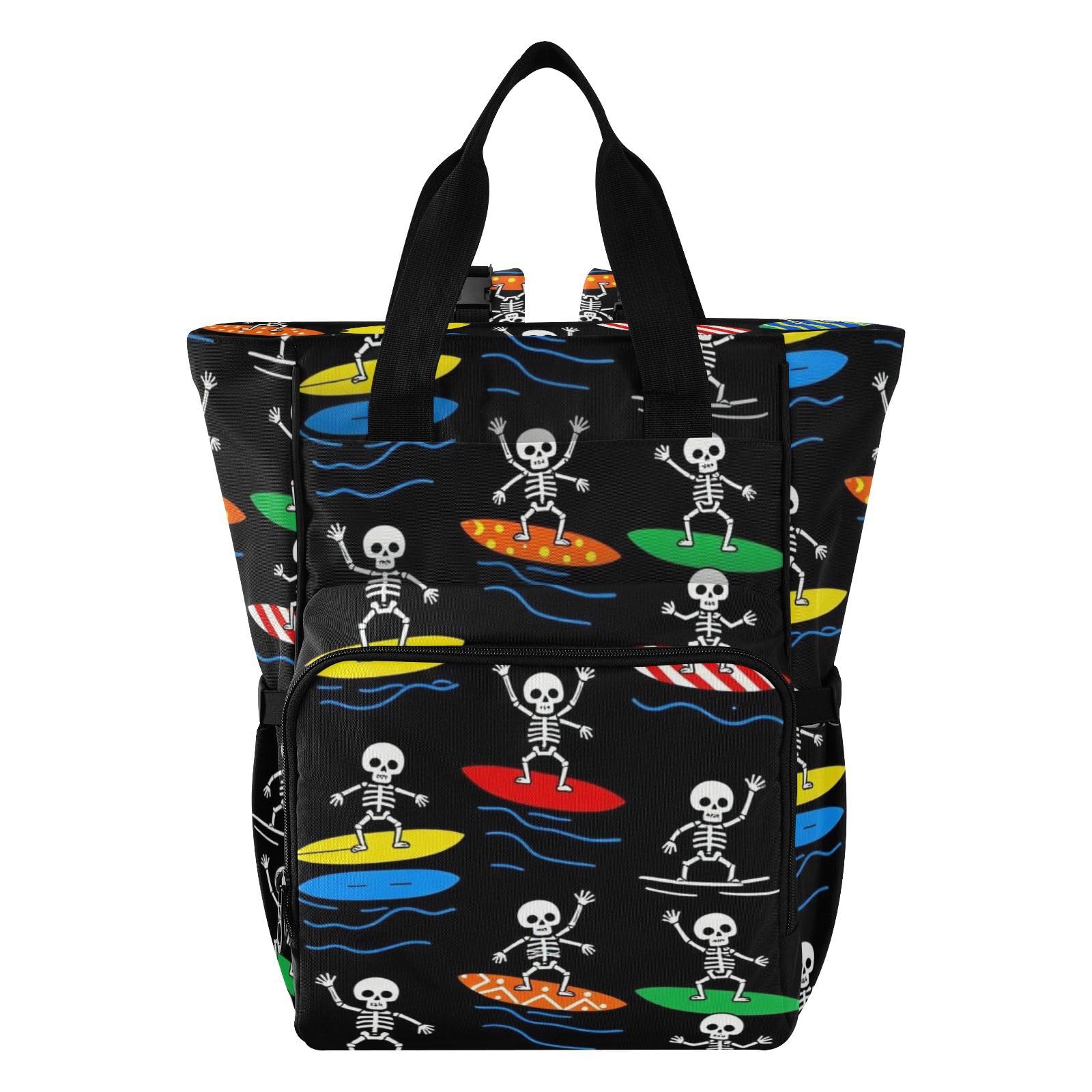 Baby Girl Borsa per pannolini per mamma scheletri surf Halloween