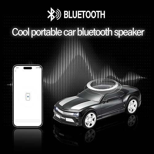 Miniatura 2 de Altavoz inalámbrico portátil para modelo de coche con sonido estéreo, emparejamiento TWS, luces LED de fiesta, reproducción USB/TF/AUX, ruedas Negro