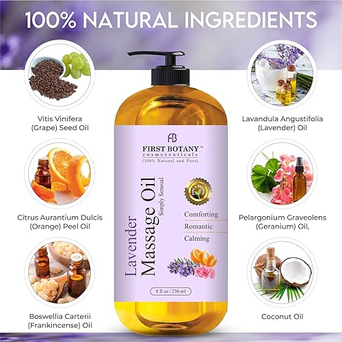 Miniatura 5 de First Botany, Aceite de masaje de lavanda para parejas, loción de masaje de cuerpo completo 100% natural y masajeador, ideal para uso en masaje