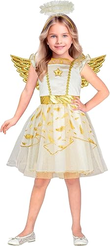 W WIDMANN MILANO Party Fashion - Disfraz infantil de ángel, vestido, alas, aureo