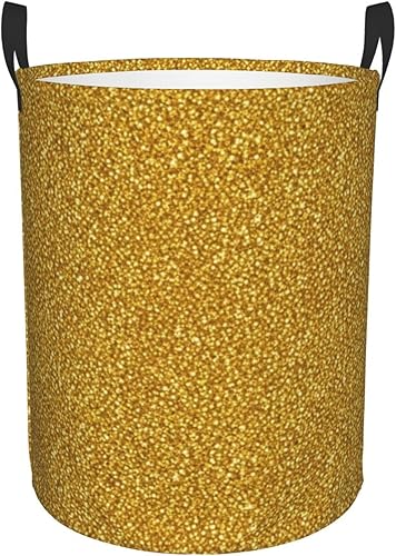 Cesta plegable de moda para ropa sucia compatible con un hermoso patrón de destellos dorados con brillantina, tela impermeable, plegable, fácil de
