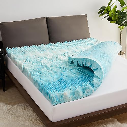 Cubrecolchón individual XL de 2 pulgadas de espuma viscoelástica de 7 zonas, colchón de espuma de gel refrescante, almohadilla de colchón suave