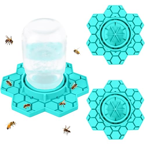 2 Pack Bee Feeder for Mason Jar, Silicone Bee Watering Station, Compatible with Regular and Wide Mouth, Bee Feeders for Hives, Beekeeping Supplies, Bee Waterer for Outside Garden(Blue)