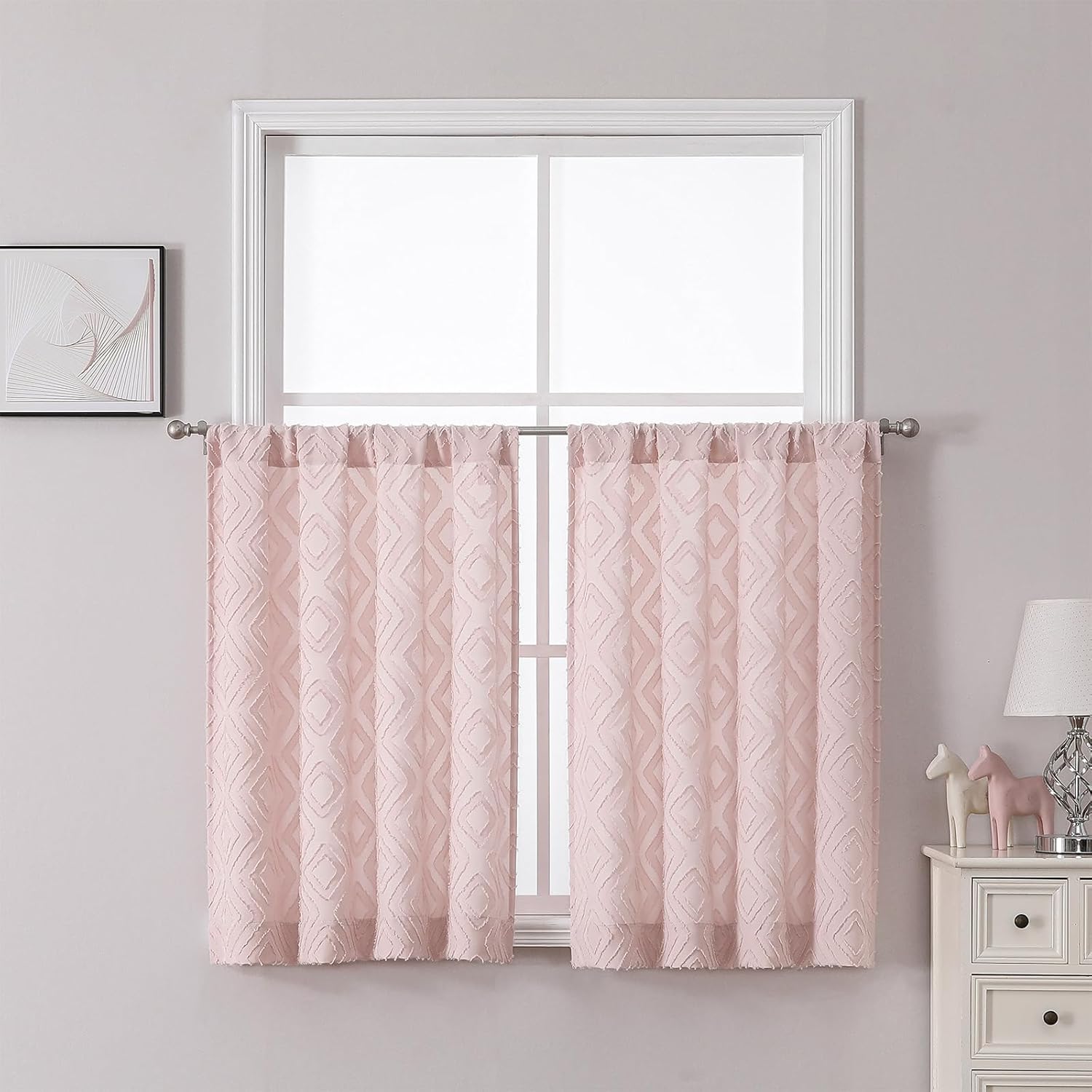 Blush Pink Kitchen Curtains 36 Inch Length 2 Panels