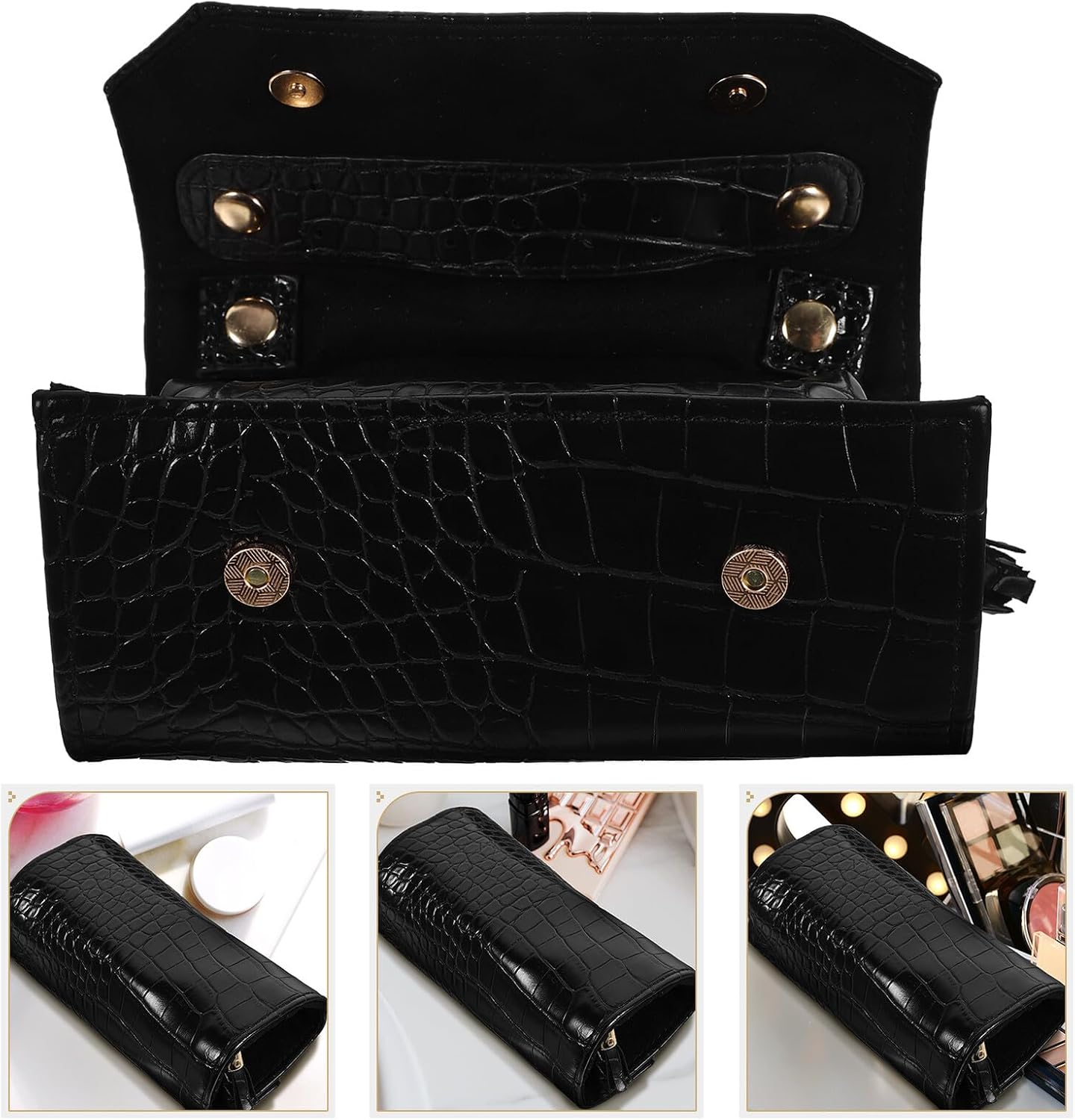 Travel Jewelry Roll Organizer Bag Lightweight Compact Portable Jewelry Holder Pouch for Necklace Earring Bracelet Storage Easy Carry for Daily Use and