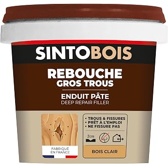 SINTO Wood Filler for Large Holes and Cracks Light 500 g | Ready to use, excellent adhesion, no cracking, quick drying, insid