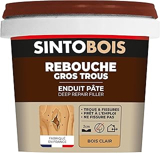 SINTO Holzkitt für große Löcher und Risse Heller Holzton - 500 g - Einfach und gebrauchsfertig - Hervorragende Haftung - Schnelltrocknend - Bildet keine Risse