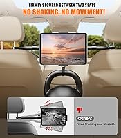 Vista 3 de Car Headrest Tablet Holder [Dual-Clamp Stability][360° Adjustable] Back Seat iPad Mount for Kids Road Trip, Compatible with 4.5–16.5" iPad