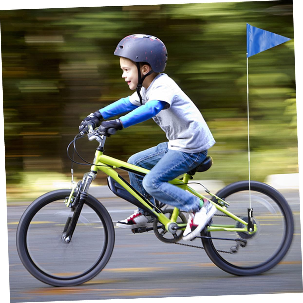 DECHOUS 2sets Bicycle Advertising Flag Flagpole Reflective Safety Flag for Bike Tricycle Scooter Easy Install
