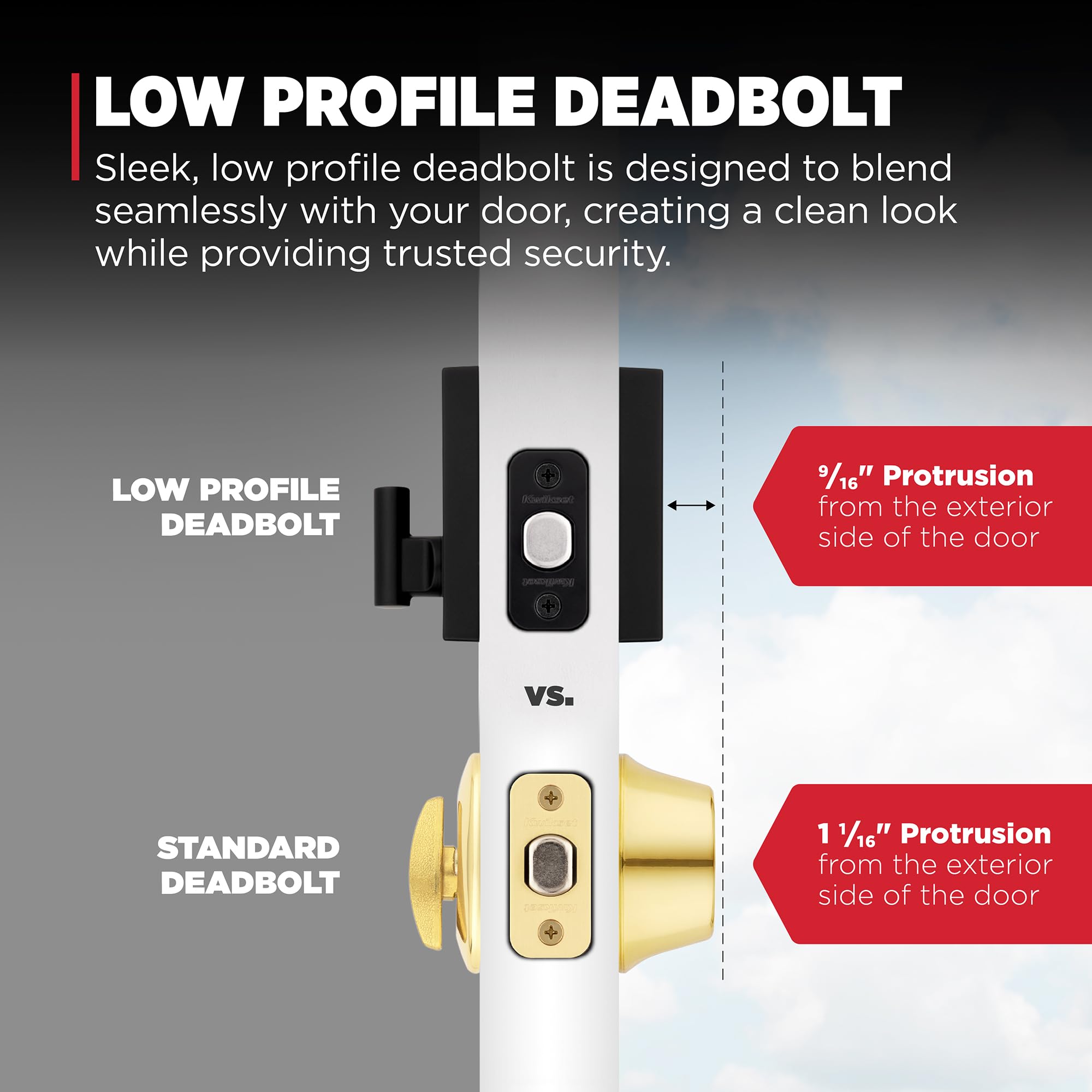 Kwikset Prava - Juego de cerradura de puerta delantera y cerrojo de seguridad con llave, paquete combinado de un solo cilindro, negro mate, resistente a las púas SmartKey Rekey