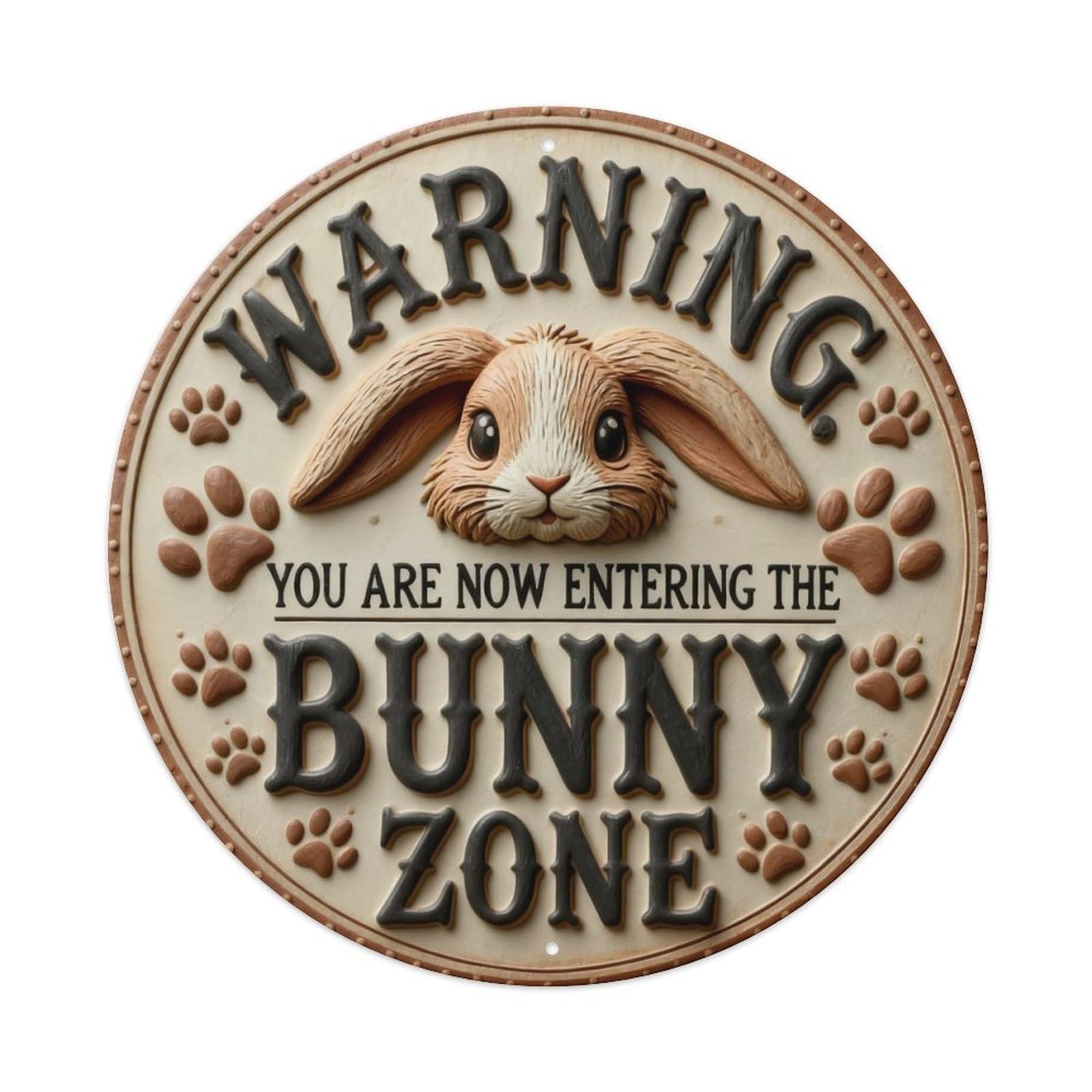 Zlatcbu Vintage Warning Bunny Zone Rabbit Sign Metal Tin Sign Retro Wall Art Poster, Decor For Home Living Room Bar Cafe Garage, 8X8 Inch