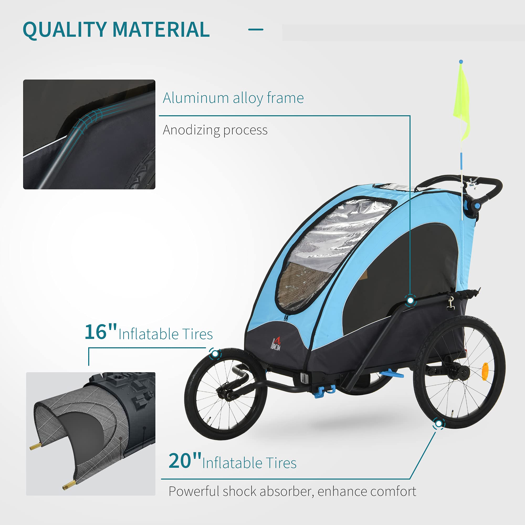 3 in 1 Foldable Children Bike Trailer Kids Stroller Jogger